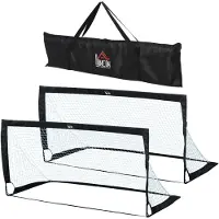 SUGIFT Fußballtore wetterfest Stahl PE-Netz, Fußballtor 2er Set faltbar, mit Tragetasche, Schwarz | pulverbeschichtet | 3,3 kg | 183 x 90 x 90 cm