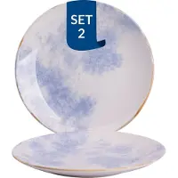 James Cooke Clouded Charm, Teller flach, Ø 21 cm, 2 Stück, blau/weiß Steinzeug