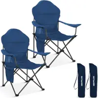 TRVLMORE Campingstühle XXL - klappbar - 2er-Pack - 160KG Tragkraft - Inkl. Tragetasche - Klappstuhl - Angelstuhl - Campingstuhl - Klappstuhl - Blau