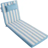 DiscountDeal24 LILENO HOME Sonnenliege Auflage mit Kopfkissen [1er Set - Rollliege] in Blockstreifen Aqua - Gartenliegen Auflage perfekt für Strandliege - Auflage für Gartenliege MAR