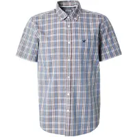 Mustang Kurzarmhemd "Herren Style Gilroy", Herren, Gr. 3XL, US-Größen, blau (bunt 12862), Popeline, 100% Baumwolle, kariert, slim fit, Hemden Kurzarmhemd