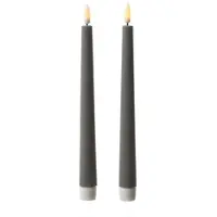 MARELIDA LED Stabkerzen Outdoor Tafelkerzen Timer H: 25,5cm grau 2er Set