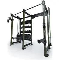 ATLETICA R8 Falcon L | Military Green | Kompaktes Power Rack mit Kabelzug, 95kg Gewichtsblock & komplettem Storage-System