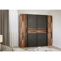 Freiraum Kleiderschrank "Kaleb I" Old Wood Vintage / Betonoptik Dunkelgrau