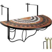 TecTake Balkontisch Stahl, Mosaik und Zement 75 x 65 x 62 cm