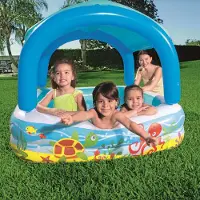 vidaXL Möbel Bestway Spielbecken mit Vordach Blau 140 x 140 x 114 cm 52192 - Poolzubehör 91619