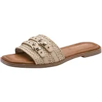 Tamaris Damen Pantoletten Beige Textil & Synthetik Größe: 38
