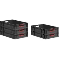 Proregal SparSet 5x Eurobox Nextgen Color HxBxT 12x40x60cm 23 Liter Griffe Rot Offen Schwarz Eurobehälter Transportbox Transportbehälter