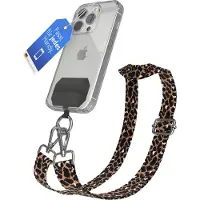 EAZY CASE - Handykette Universal Pad zum Umhängen, kompatibel mit jedem Handy, Kette mit Hülle, Handyband Leo Style in Schwarz