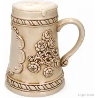 MamboCat Ruhpolding-Krug mit Henkel 0,5L beige Schild Bierkrug Humpen Keramik