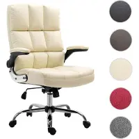 Mendler Bürostuhl HWC-J21, Chefsessel Drehstuhl Schreibtischstuhl, höhenverstellbar Kunstleder creme