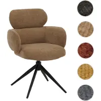 Mendler Esszimmerstuhl HWC-O77, Küchenstuhl Polsterstuhl, drehbar Auto-Return, Stoff (310g/m²) Chenille hellbraun