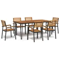 vidaXL 7-tlg. Garten-Essgruppe Massivholz Akazie und Metall