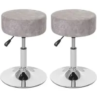 Proregal 2er-Set Hocker höhenverstellbar und drehbar | Sitzhöhe 43-55cm | Durchmesser 35cm | Wildlederimitat | vintage Grau | Sitzhocker Schminkhocker