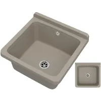 Granitan | Wirtschaftsspüle - ORTA - mit Armatur - Beige - 40 x 38 cm - für Waschküche und Garage