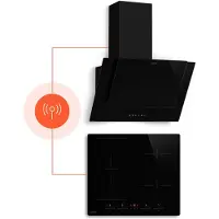 Klarstein HaloSync Induktionskochfeld mit Dunstabzug 60 cm – 4 Zonen, 8400W Boost, Touch-Slider, Flexzone, Timer, Kindersicherung, Restwärmeanzeige, integrierter Dunstabzug, Ceran-Oberfläche