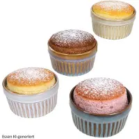 MamboCat 4er Set Gustos Soufflé Schälchen Steingut Ramekins 180ml Ø9cm braun creme blau