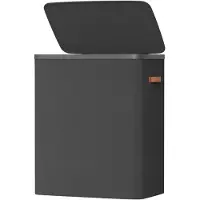 Songmics Wäschekorb, 190 L Wäschesammler 3 Fächer, Wäschetonne mit Deckel und Griffen LCBB35814BH01