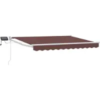 vidaXL Manuelle Gelenkarmmarkise mit LEDs Braun und Weiß 3,5 x 2 m
