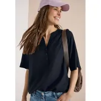 Cecil Shirtbluse mit geschlitztem Rundhalsausschnitt