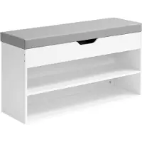 Vasagle Schuhbank mit Sitzkissen, Schuhregal mit 3 Ebenen, 30 x 80 x 44 cm LHSB35022WB01