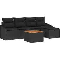vidaXL Gartensofa-set 6 stk. Schwarz Poly-Rattan