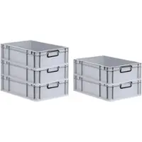 Proregal SuperSparSet 5x Eurobox Nextgen Color HxBxT 17x40x60cm 34 Liter Griffe Schwarz Geschlossen Grau Eurobehälter Transportbox Transportbehälter