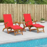vidaXL Möbel Liegestuhl zum Verstellen und Klappen 3 pcs RotGartenliegen - Gartenliegen c4831