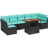 vidaXL Gartensofa-set 8 stk. 7-Sitzanzahl Schwarz und Türkis