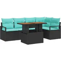 vidaXL Gartensofa-set 6 stk. 5-Sitzanzahl Schwarz und Türkis