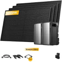 EcoFlow 2000W Balkonkraftwerk mit Speicher 3840Wh, Stream Ultra Speicherx2 und SUNPRO 500W Full Black Bifaziale Solarmodulex4 Komplettset (0% MwSt)