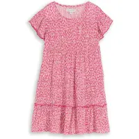 Tom Tailor Mädchen Mini-Kleid mit Volant, orange, Geblümt, Gr. 104/110