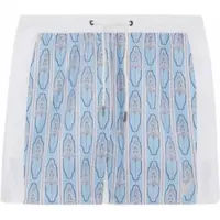 Lyle & Scott Badehose Herren Floral Loop Graphic Almond Cream / Parma Blue-L