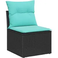 vidaXL Sofa Set 9 stk. 3-Sitzanzahl Schwarz und Türkis Poly Rattan