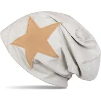 StyleBREAKER Beanie "Beanie mit aufgenähtem Kunstleder Stern" 1 Stk.