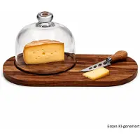 MamboCat 3tlg Set Brie Käsebrett mit Glas-Glocke & Messer – 278001200****Vorpackplatz: REIHE 42.3///PLATZ 4