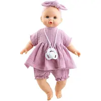 Paola Reina Puppe Sonia - Spielzeugpuppe im pink-lila Kleid 36 cm