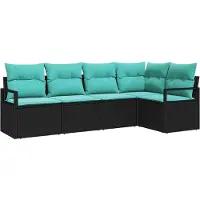 vidaXL Sofa Set 5 stk. Schwarz [Synthetisch]: Poly Rattan