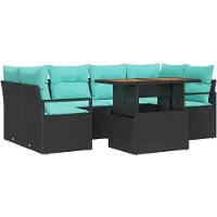 vidaXL Garten-Sofa-Set 7 stk. 6-Sitzanzahl Schwarz und blau