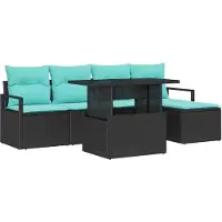 vidaXL Garten-Sofa-Set mit Kissen 6 pcs Schwarz und blau