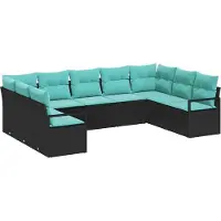 vidaXL Sofa Set 9 stk. Schwarz [Synthetisch]: Poly Rattan