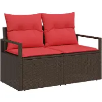 vidaXL Garten-Sofa mit Kissen 120 x 62 x 69 cm Poly-Rattan