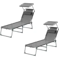 Songmics Sonnenliege klappbar, 2er Set, mit Kopfstütze GCBB35292GZ02