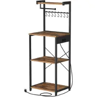 Vasagle Standregal mit 4 Ebenen, Küchenregal mit Ladestation, 8 Haken KKSB35013KD02