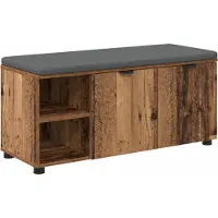 Syfax Flurbank mit Kissen mit Regal mit Tür Altholz 100 x 38 x 46 cm