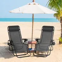 XMTECH Klappbare Sonnenliege Gartenliege mit Abnehmbarer Kopfkissen & Becherhalter, Verstellbare Gartenliege Relaxliege, Schnell Trocknend & UV-beständig, Belastbar bis 120kg, Schwarz