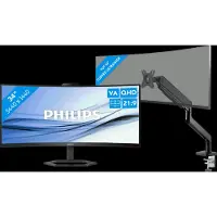 Philips 34E1C5600HE/00 + BlueBuilt Monitorhalterung Mechanische Feder für 1 Ultrawide-Monitor