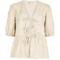 Apricot Blusentop "Bluse aus Leinenmischung" mit Stickerei