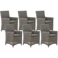 CLP Gartenstuhl 6er Set Fontana, Polyrattan Gartenstühle, Hochlehner mit Sitzkissen, grau-meliert Polsterfarbe Anthrazit