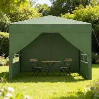 YARDIN 3x3 m Pop-Up Pavillon, Ein-Knopf Schnellaufbau, wasserdicht & UV-Schutz, mit 4 Seitenteilen, inkl. Tasche – Grün